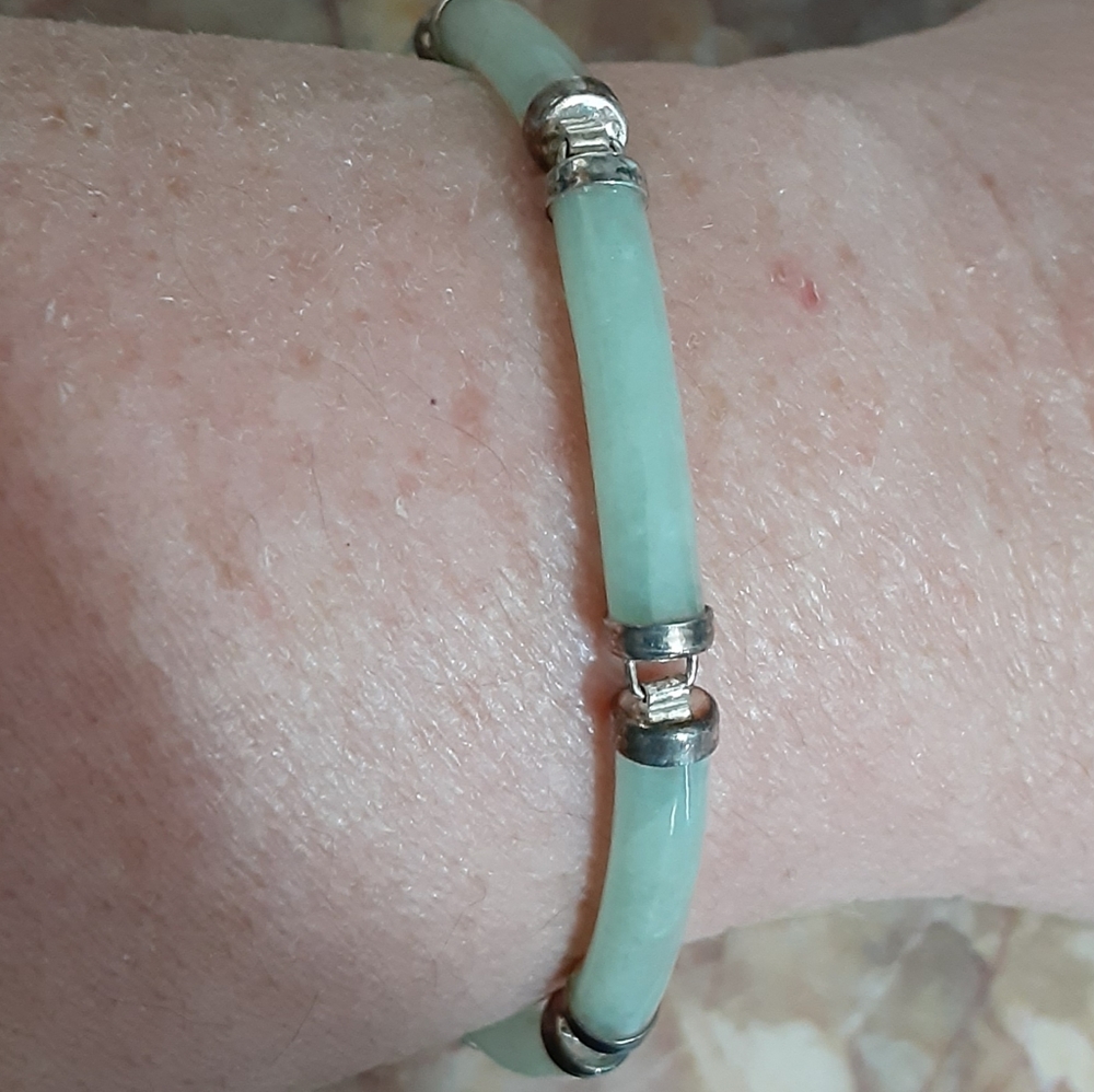 Sterling vintage jade bracelet - Picture 4 of 4